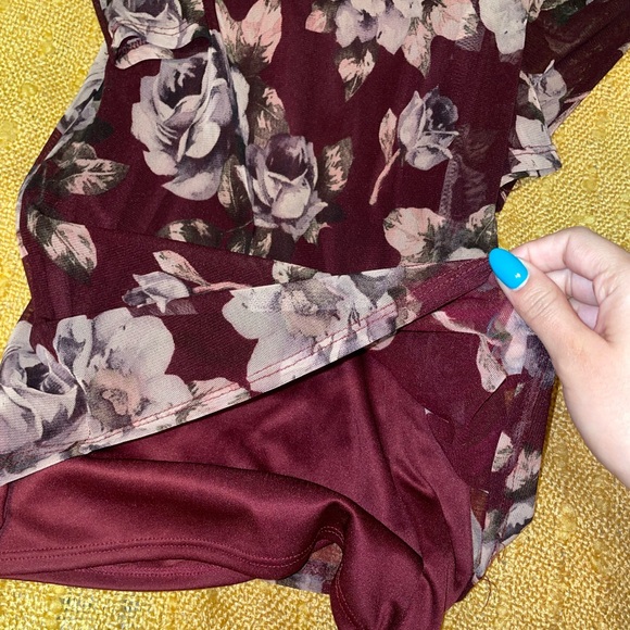 Maroon Floral Charlotte Russe Mini Dress - Picture 3 of 4